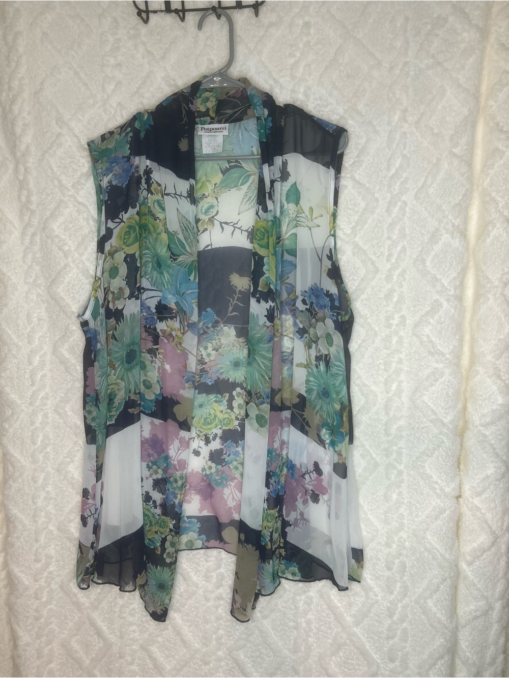 Potpourri Women’s Sheer Floral Sleeveless Drape Camisole - Multi Green